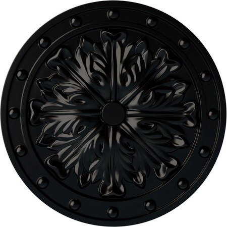 Ekena Millwork Foster Acanthus Leaf Ceiling Medallion (Fits Canopies up to 2 1/4"), 20 1/2"OD x 1 1/2"P, Jet Black CM20FOBLF